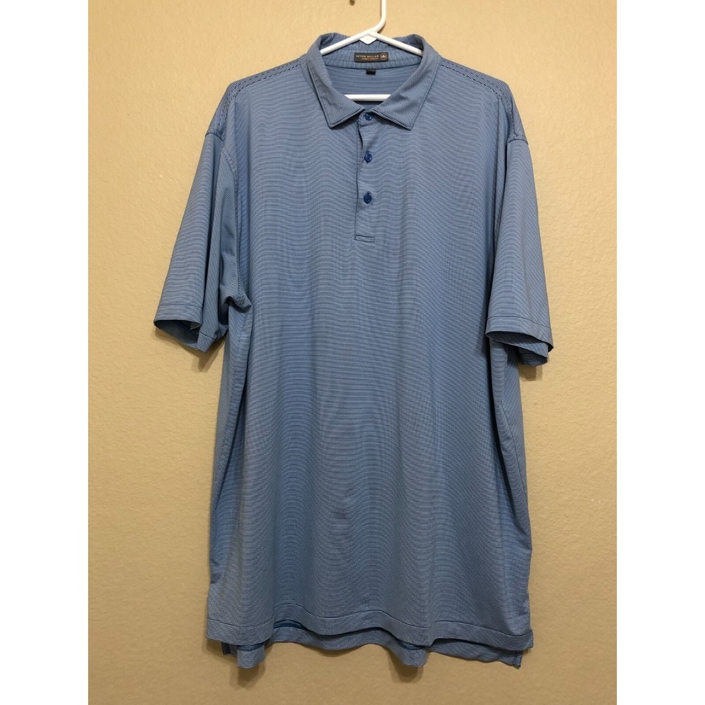 Peter Millar Polo Shirt Mens Size XXL Summer Comfort Blue Striped